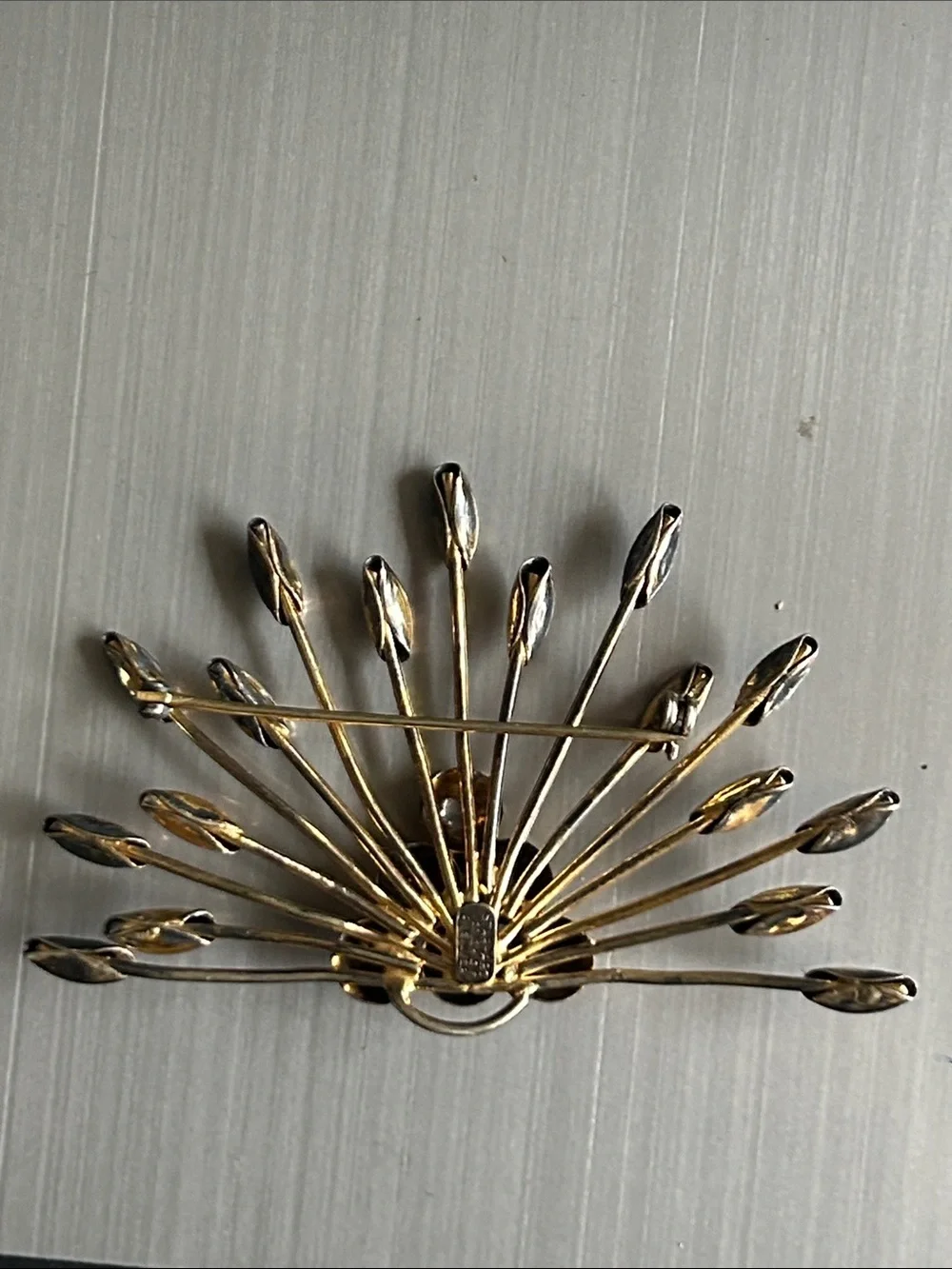 Gold filled sterling brooch Fan Burst Accent -Gold plated sterling.